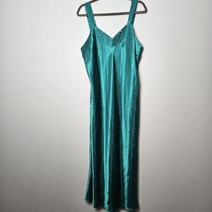 CABERNET Sleepwear‎ Teal Night Dress Satin Long Thick Straps